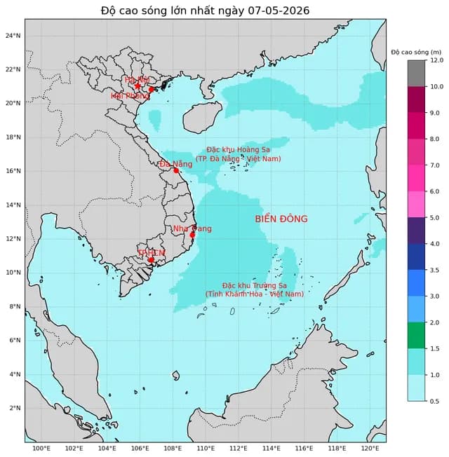 Dự báo sóng lớn 2-3m ở Bắc Biển Đông, Vịnh Bắc Bộ, Gia Lai - Cà Mau từ 07/05-16/05