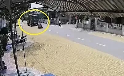 Tai nạn chết người do phơi lúa thu hẹp đường ở xã Trường Lưu, Hà Tĩnh